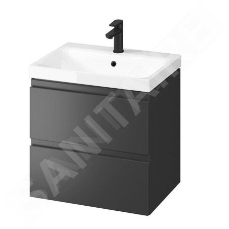 Cersanit Moduo - Meuble avec lavabo, 57x60x45 cm, 2 tiroirs, anthracite S801-486-DSM