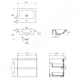 Cersanit Moduo - Meuble avec lavabo, 57x60x45 cm, 2 tiroirs, anthracite S801-486-DSM