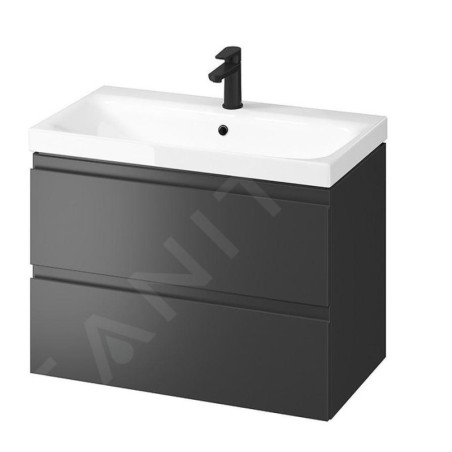 Cersanit Moduo - Meuble avec lavabo, 57x80x45 cm, 2 tiroirs, anthracite S801-487-DSM