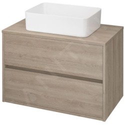 Cersanit Crea - Meuble-lavabo, 53x79x45 cm, 2 tiroirs, chêne S924-010