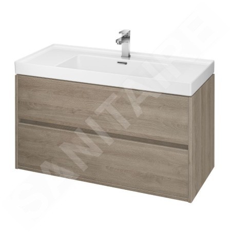 Cersanit Crea - Meuble-lavabo, 53x99x45 cm, 2 tiroirs, chêne S924-011