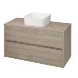 Cersanit Crea - Meuble lavabo, 53x100x45 cm, 2 tiroirs, chêne S924-012