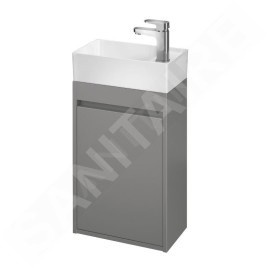 Cersanit Crea - Meuble-lavabo, 59x39x22 cm, 1 porte, charnières G/D, gris S924-014