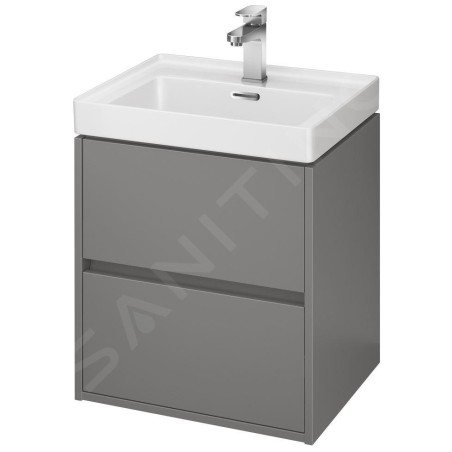 Cersanit Crea - Meuble-lavabo, 53x49x40 cm, 2 tiroirs, gris S924-015