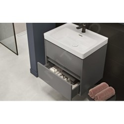 Cersanit Crea - Meuble-lavabo, 53x49x40 cm, 2 tiroirs, gris S924-015