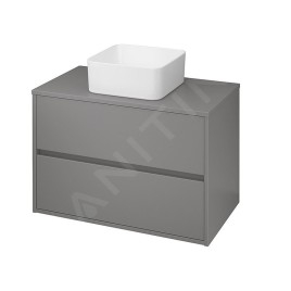 Cersanit Crea - Meuble-lavabo, 53x79x45 cm, 2 tiroirs, gris S924-018