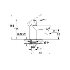 Grohe BauLoop - Robinet de lavabo, chrome 32857000