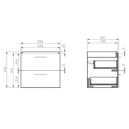 Cersanit Lara - Meuble-lavabo, 45x59x45 cm, 2 tiroirs, blanc S926-002-DSM