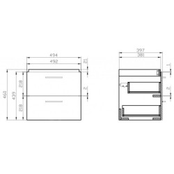Cersanit Lara - Meuble-lavabo, 46x49x40 cm, 2 tiroirs, blanc S926-003-DSM