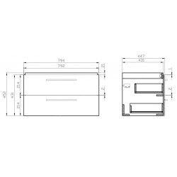 Cersanit Lara - Meuble-lavabo, 45x79x45 cm, 2 tiroirs, noyer S926-006-DSM