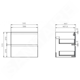 Cersanit Moduo - Meuble-lavabo, 57x60x45cm, 2 tiroirs, gris S929-009