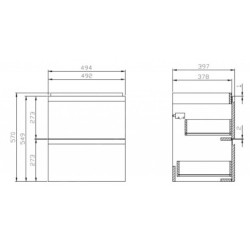 Cersanit Moduo - Meuble-lavabo, 57x49x40cm, 2 tiroirs, blanc S929-012