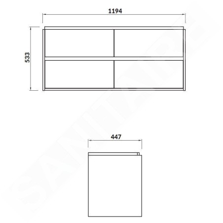 Cersanit Crea - Meuble-lavabo, 53x120x45 cm, 4 tiroirs, chêne S931-004