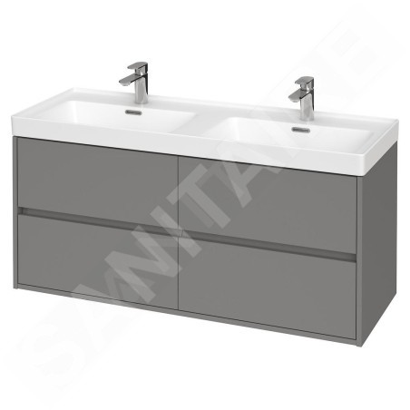 Cersanit Crea - Meuble-lavabo, 53x119x45 cm, 4 tiroirs, gris S931-005