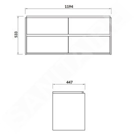 Cersanit Crea - Meuble-lavabo, 53x119x45 cm, 4 tiroirs, gris S931-005