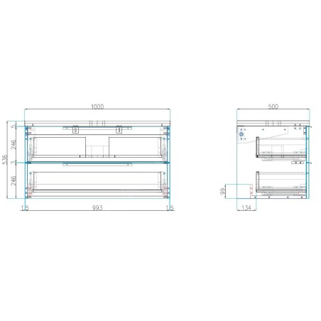 kielle Idolio - Meuble comprenant un plateau pour vasque 100x54x50 cm, avec découpe, caramel 50024101