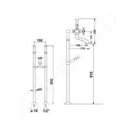Sapho Antea - Raccordement pour installation de mitigeur sur bord de baignoire, 2 pièces, bronze 9846
