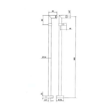 Sapho Airtech - Raccordement pour installation du mitigeur au sol, 2 pièces, chrome 9881
