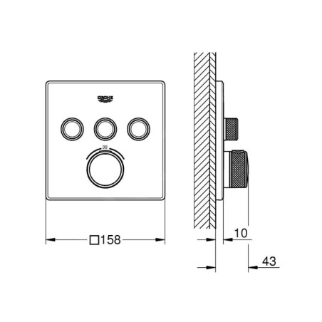 Grohe Grohtherm SmartControl - Mitigeur thermostatique encastré de baignoire pour 3 sorties, chrome 29126000