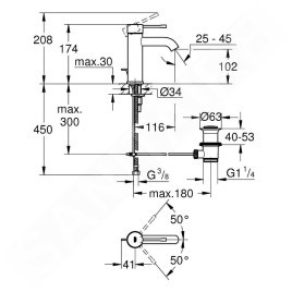 Grohe Essence - Mitigeur de lavabo avec vidage, chrome 23589001
