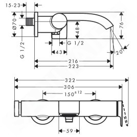 Hansgrohe Vivenis - Mitigeur de baignoire, noir mat 75420670