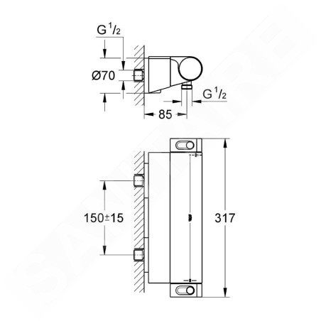 Grohe Grohtherm 2000 - Mitigeur thermostatique de douche, chrome 34469001
