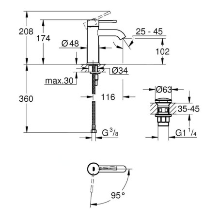 Grohe Essence New - Mitigeur de lavabo avec Push-Open, chrome 23797001