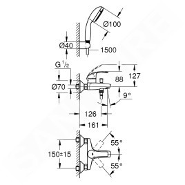 Grohe Eurosmart - Mitigeur de baignoire, chrome 3330220A