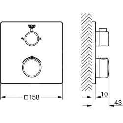 Grohe Grohtherm - Mitigeur thermostatique de douche encastré pour 2 sorties, chrome 24079000