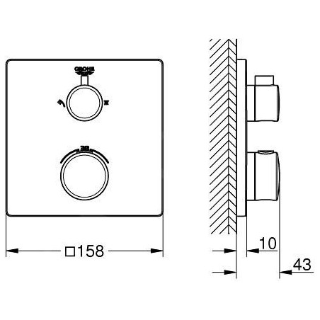 Grohe Grohtherm - Mitigeur thermostatique de douche encastré pour 2 sorties, chrome 24079000