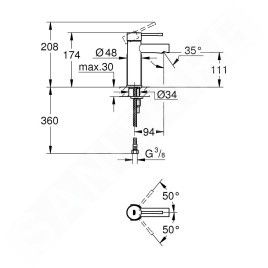 Grohe Essence - Mitigeur de lavabo S, chrome 34294001