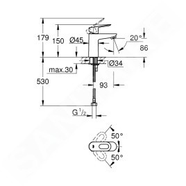 Grohe BauLoop - Mitigeur de lavabo, chrome 32854000