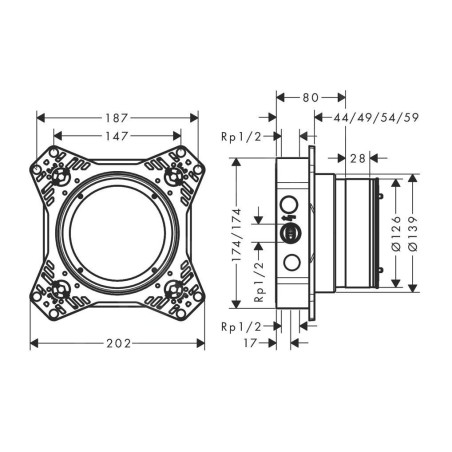 Hansgrohe Corps d’encastrement - Corps d'encastrement iBox universal 2 01500180