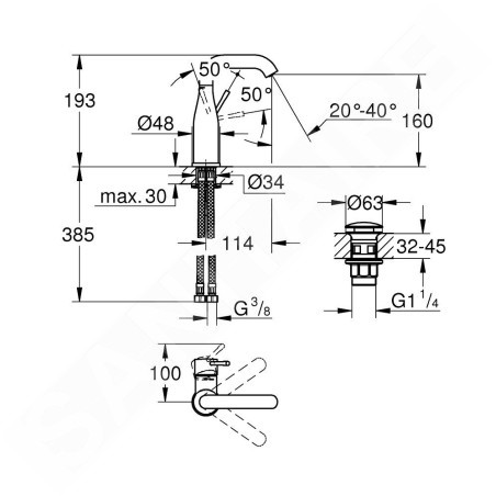 Grohe Essence - Mitigeur de lavabo avec vidage, chrome 23798001