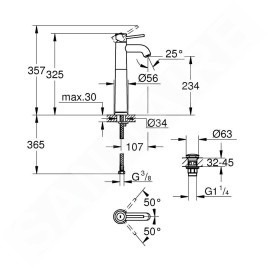 Grohe Start Classic - Mitigeur de lavabo avec vidage Push-Open, chrome 23784000