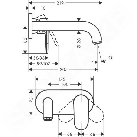 Hansgrohe Vernis Blend - Mitigeur de lavabo encastré, noir mat 71576670