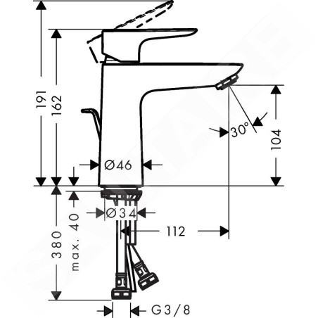 Hansgrohe Talis E - Mitigeur de lavabo avec tirette de vidage, bronze brossé 71710140