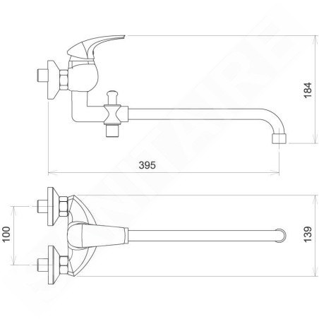 Novaservis Metalia 57 - Mélangeur bain mural sans accessoires 100 mm, chromé 57037/1,0