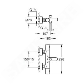 Grohe Precision Get - Mitigeur de baignoire thermostatique, chrome 34774000