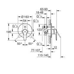 Grohe QuickFix Start - Mitigeur de baignoire encastré avec corps, chrome 23558002