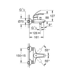 Grohe Eurosmart - Mitigeur de baignoire, chrome 33300002