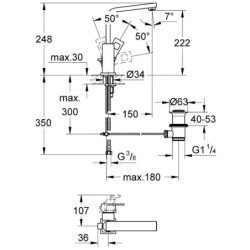 Grohe Eurocube - Mitigeur de lavabo, chrome 2313500E