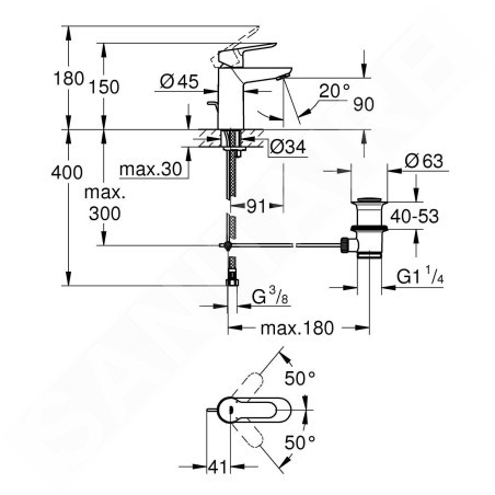 Grohe BauEdge - Mitigeur de lavabo avec vidage, chrome 23356000