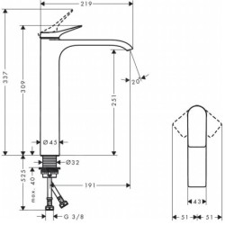 Hansgrohe Vivenis - Mitigeur de lavabo 250, avec vidage, EcoSmart, noir mat 75040670