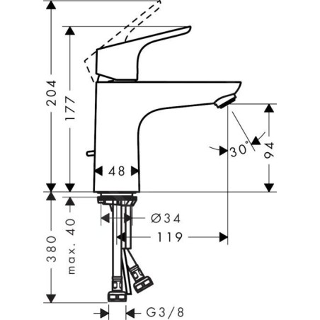 Hansgrohe Focus E2 - Mitigeur de lavabo 100 avec vidage chrome 31607000