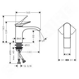 Hansgrohe Vivenis - Mitigeur de lavabo 80, EcoSmart, noir mat 75012670