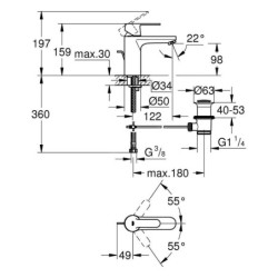 Grohe Get - Mitigeur de lavabo avec vidage, chrome 23454000