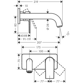 Hansgrohe Vernis Shape - Mitigeur de lavabo encastré, noir mat 71578670
