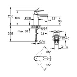 Grohe Eurosmart Cosmopolitan - Mitigeur de lavabo avec vidage Push-Open, chrome 23926000
