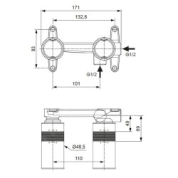 Ideal Standard Conca Tap - Corps d'encastrement pour mitigeur de lavabo encastré A1313NU